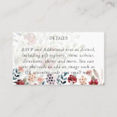 100 x Stofblauw bruine bloemige trouwdetails Visitekaartje (Achterkant)