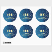 100 Year Anniversary Bond & Seal Sparkling Blue  Ronde Sticker (Vel)