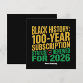100-Year Black History Subscription Status Renewed Kaart (Voorkant / Achterkant)