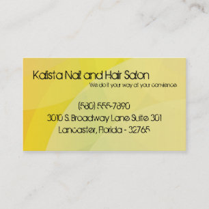 100 Yellow Retro Nail Technician Visitekaartje