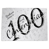 100 Yrs Centenarian Zwart/Wit Typografie Groot Cadeauzakje (Voorkant)