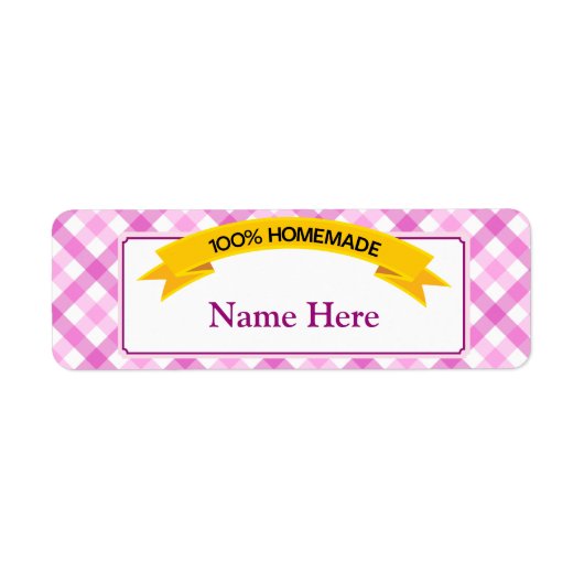 100% zelfgemaakt voedseletiket - roze etiket (Voorkant)