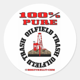 100% zuiver olieveldafval, olierijker, olie ronde sticker