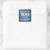 100e Anniversaire Bleu Linen Merci Favor Stickers (Sac)