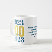 100e anniversaire Bleu Mug café or (Devant gauche)