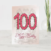 100e anniversaire carte avec rose et feuille (Devant)