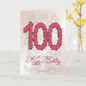 100e anniversaire carte avec rose et feuille (Fleur jaune)