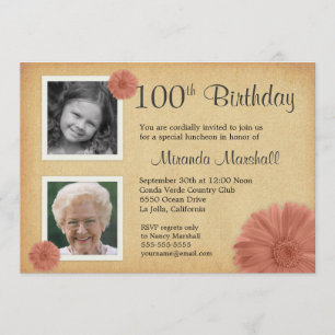 100e anniversaire Daisy Vintage 2 Invitations phot