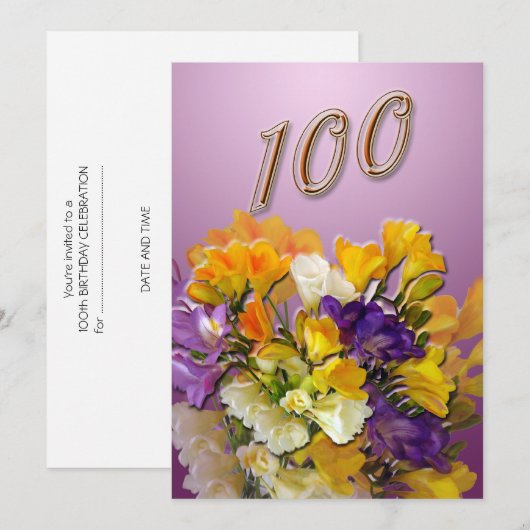 100e anniversaire de fête Invitation (Devant / Derrière)