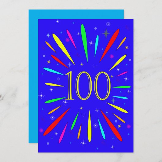 100e anniversaire de fête Invitation Explosion (Devant / Derrière)