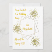 100e anniversaire de fête Invitation or & blanc (Devant)