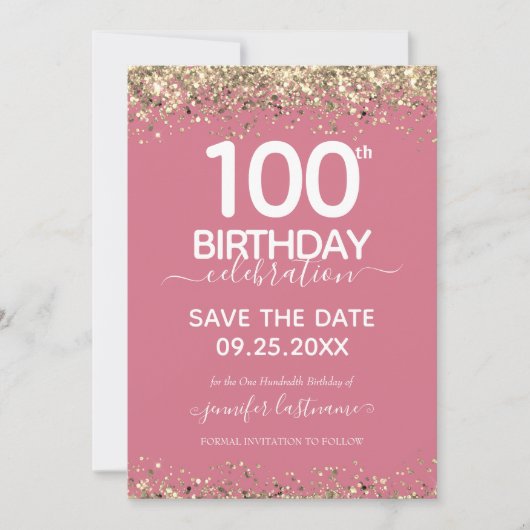 100e anniversaire Enregistrer la date Invitation (Devant)