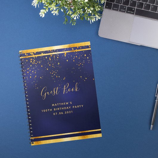 100e anniversaire fête 100 livre d'or bleu foncé