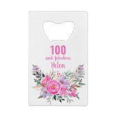 100e anniversaire fleuri ouvre-bouteille de carte (Dos)