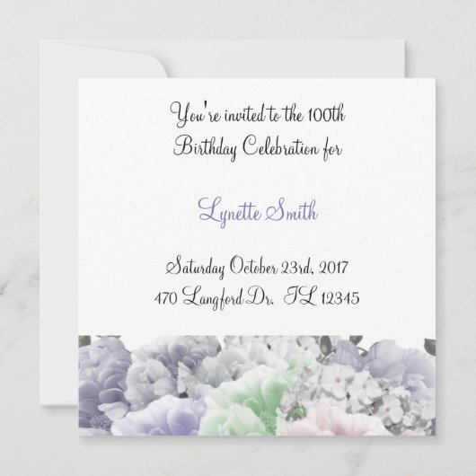 100e anniversaire Invitation (Dos)