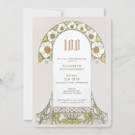 100e anniversaire Invitation Art Nouveau par Mucha (Devant)