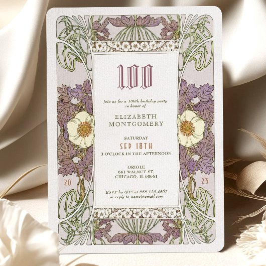 100e anniversaire Invitation Art Nouveau par Mucha