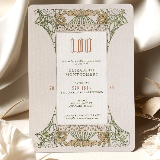 100e anniversaire Invitation Art Nouveau par Mucha