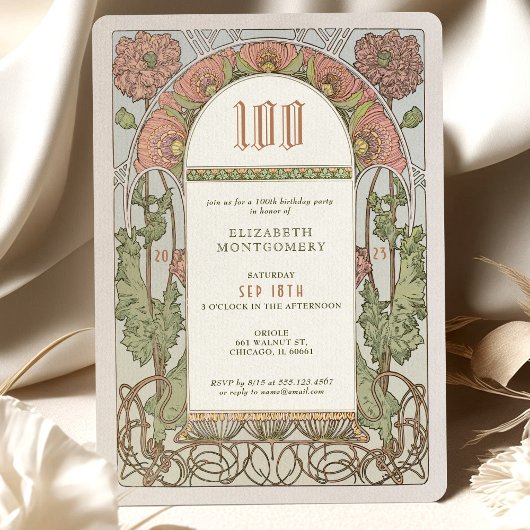 100e anniversaire Invitation Art Nouveau par Mucha