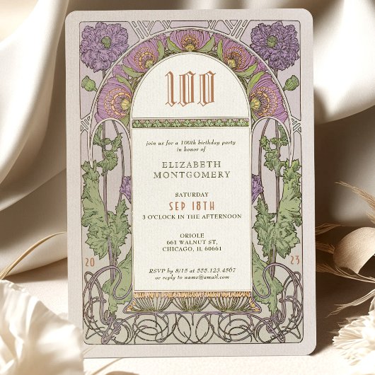100e anniversaire Invitation Art Nouveau par Mucha
