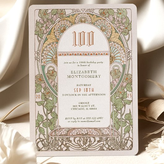 100e anniversaire Invitation Art Nouveau par Mucha