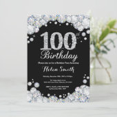 100e anniversaire Invitation Chalkboard Diamond (Debout devant)