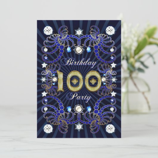 100e anniversaire invitation de fête avec des mass (Debout devant)
