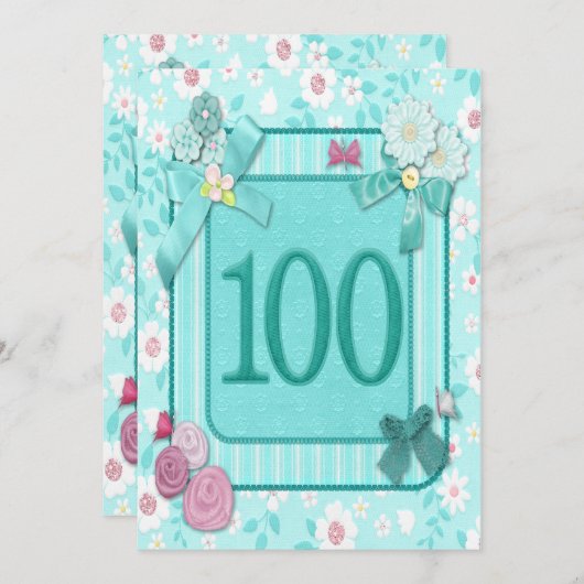 100e anniversaire invitation fête (Devant / Derrière)
