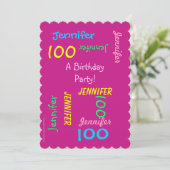 100e anniversaire Invitation fête Hot rose Personn (Debout devant)