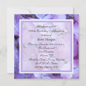 100e anniversaire Invitation fête Purple Hydrangea (Devant)