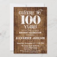 100e anniversaire Invitation Linen Brown Rustique 