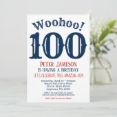 100e anniversaire Invitation Mens Marine Bleu (Debout devant)