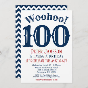 100e anniversaire Invitation Mens Marine Bleu