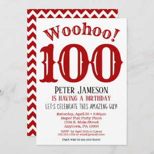 100e anniversaire Invitation Mens Rouge Noir