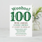 100e anniversaire Invitation Mens Vert Brown (Debout devant)