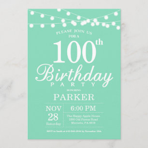 100e anniversaire Invitation Mint Green