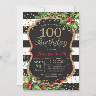 100e anniversaire Invitation Noël Black Gold
