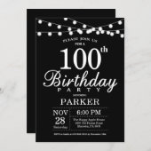 100e anniversaire Invitation noir et blanc (Devant / Derrière)