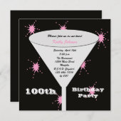 100e anniversaire Invitation Pink 100e toast (Devant / Derrière)