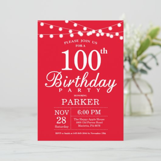100e anniversaire Invitation Rouge (Debout devant)