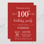 100e anniversaire Invitation Rouge (Devant / Derrière)