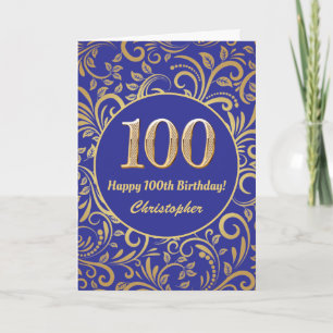 100e anniversaire Marine bleu et or modèle floral
