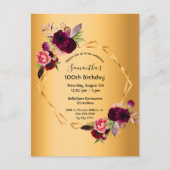 100e anniversaire or bouillon bordeaux invitation (Devant)