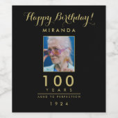 100e anniversaire Photo Étiquette de vin (Étiquettes simples)