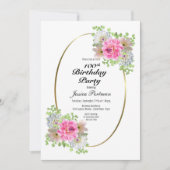 100e anniversaire Pink Gold Party Invitation (Devant)