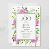 100e Anniversaire Pink Hydrangeas Demande de carte (Devant)