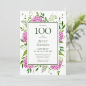 100e Anniversaire Pink Hydrangeas Demande de carte (Debout devant)