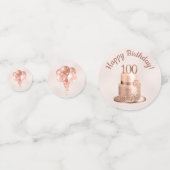 100e anniversaire Rose Gold Cake photo Confetti (Devant)