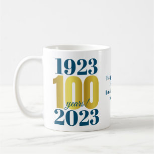 100e Birthday Blue Gold Coffee-Mok Koffiemok