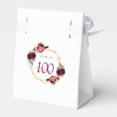 100e Birthday bogundy geometrische floraal wit Bedankdoosjes (Achterkant)